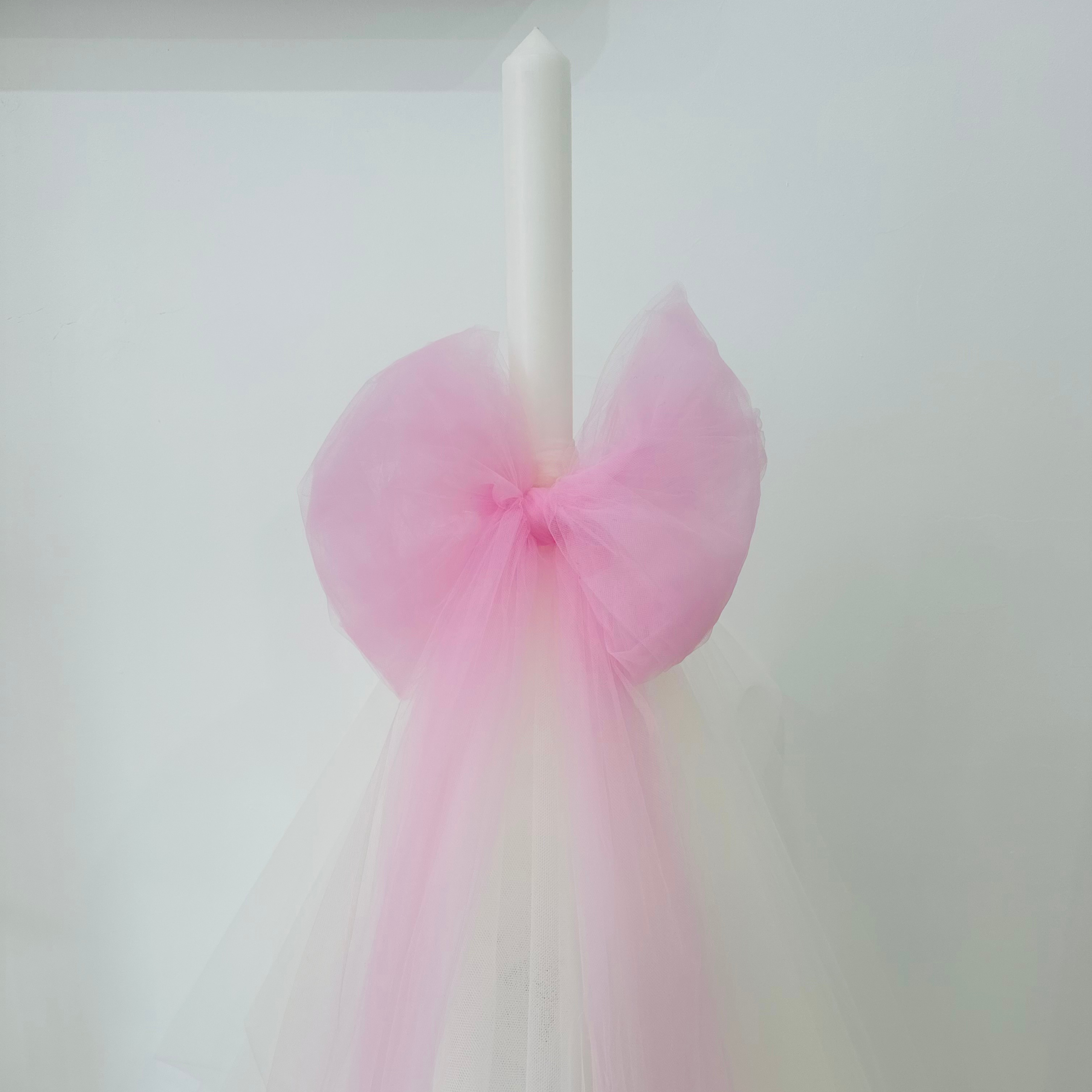 Yianna Pink Tulle bow candle - full tulle skirt