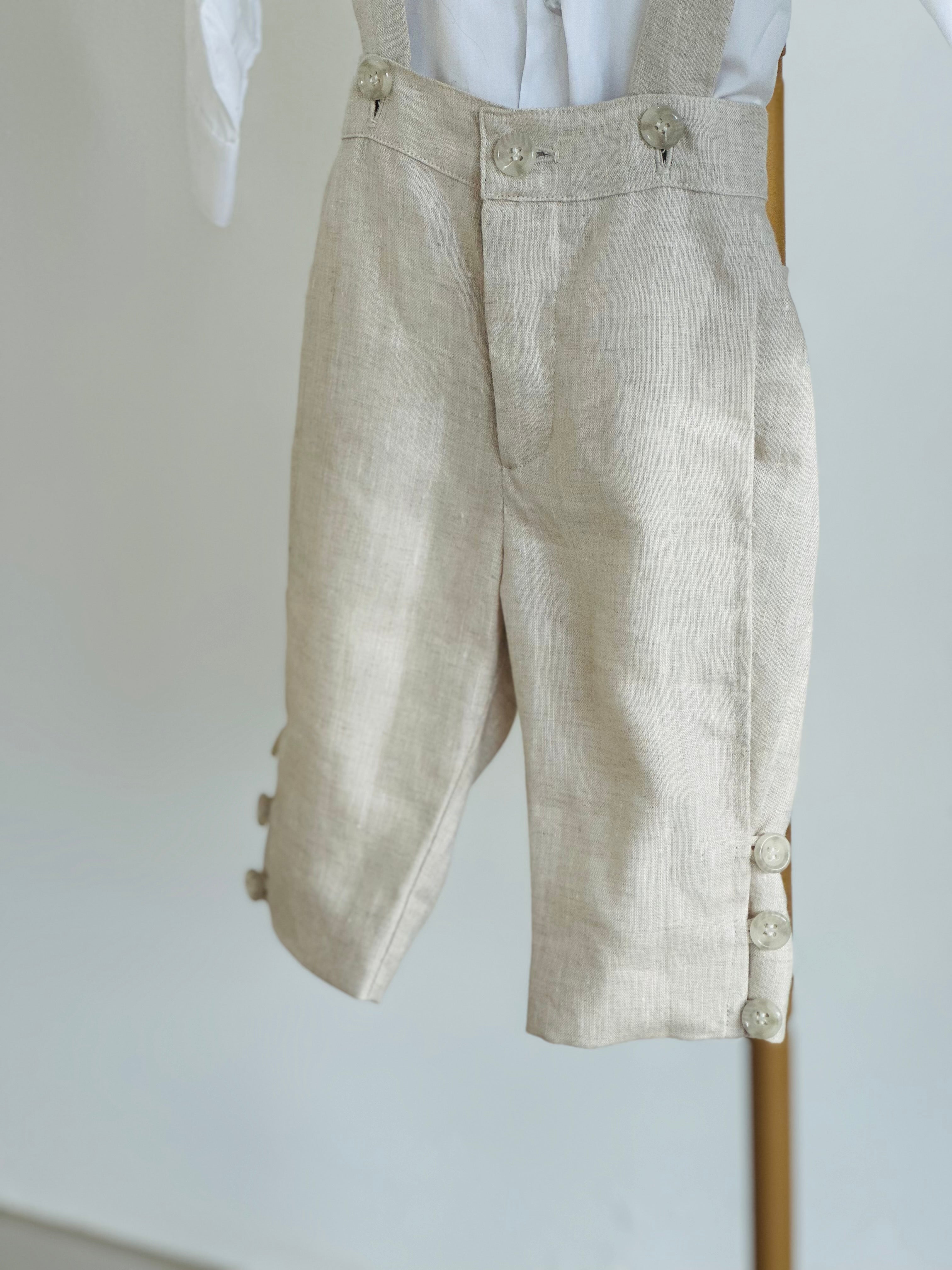 Zac Taupe Linen Suspender Set