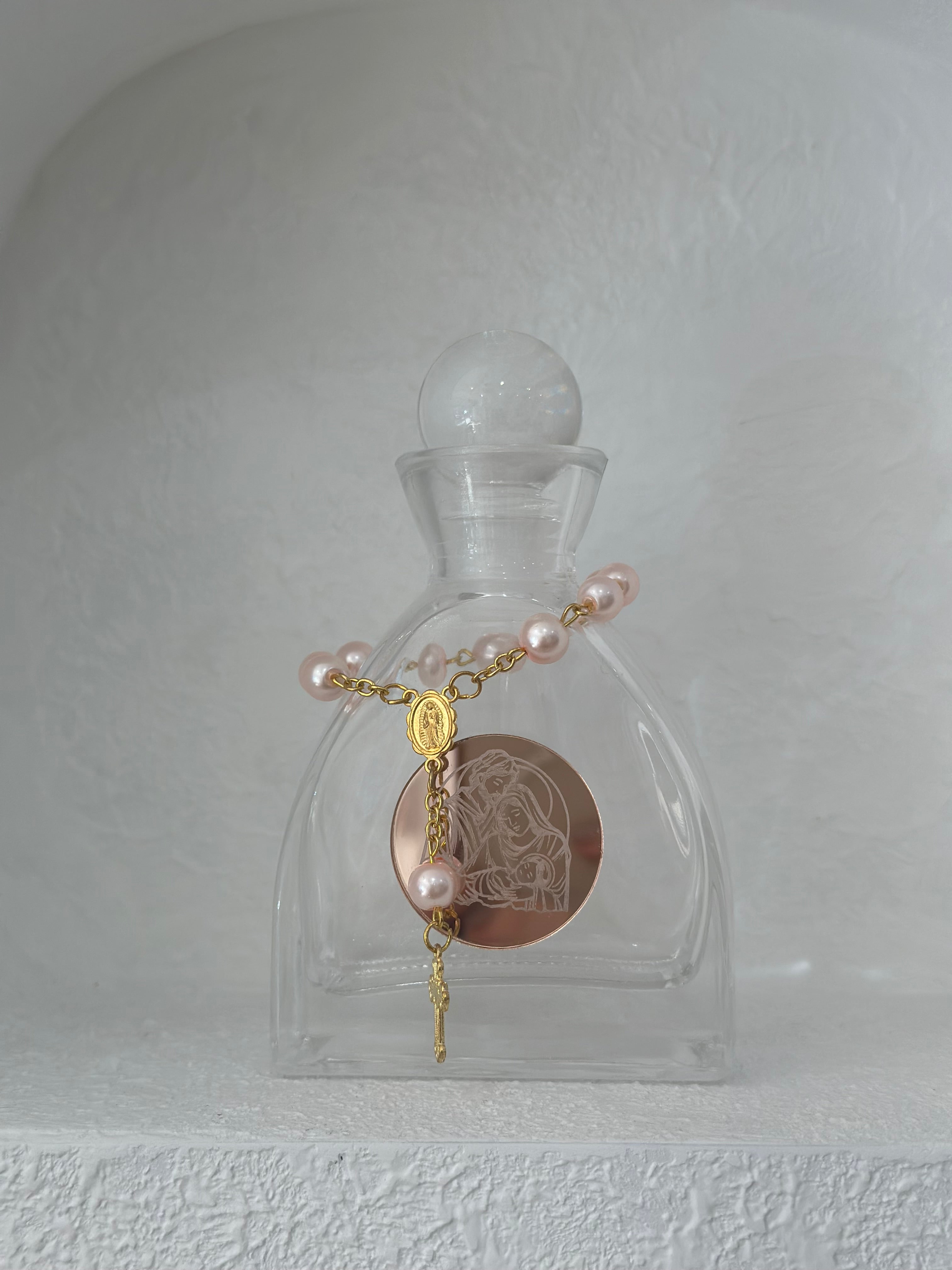 Rose gold holy family Glass bottle
