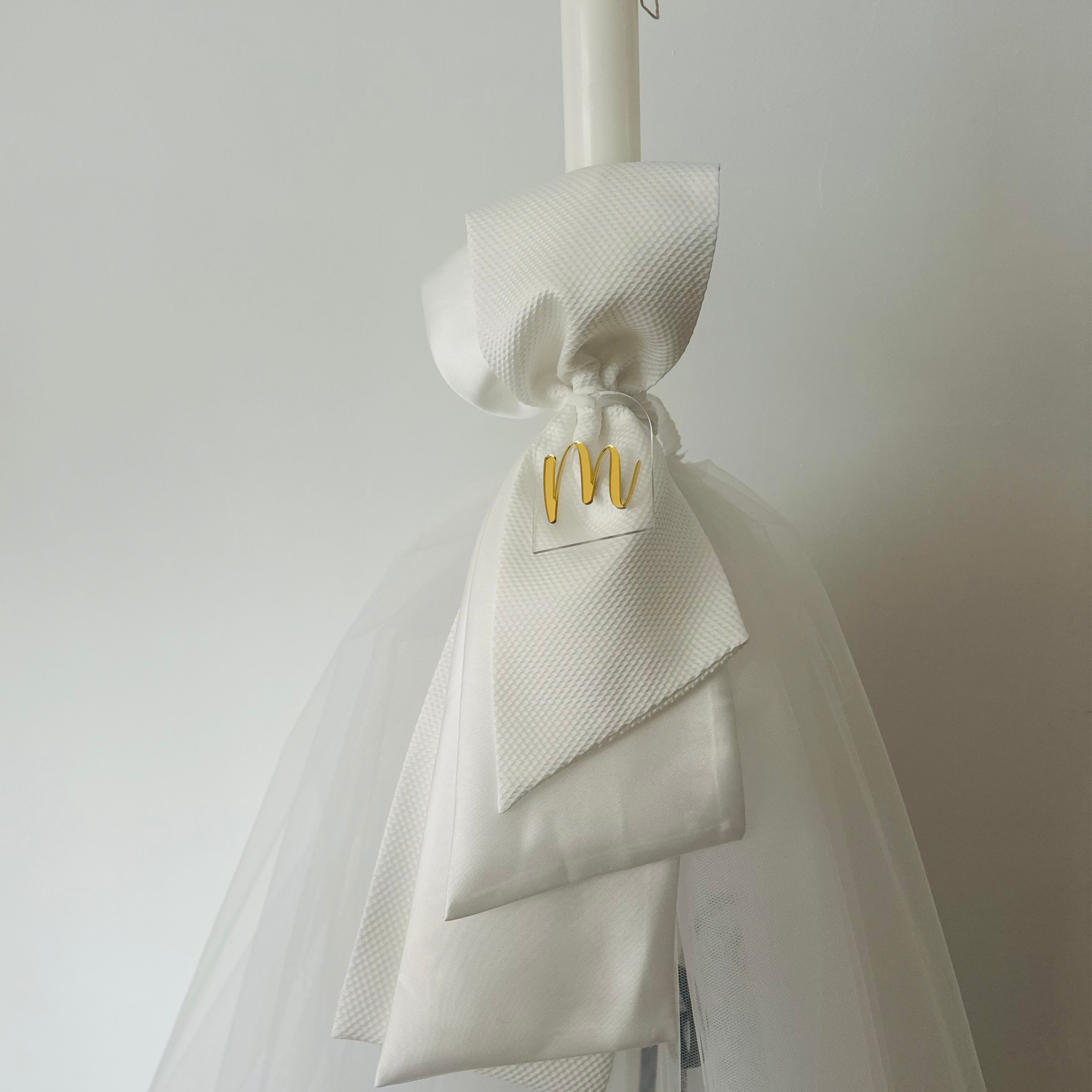 Marco Waffle Orthodox Candle with initial - full tulle skirt