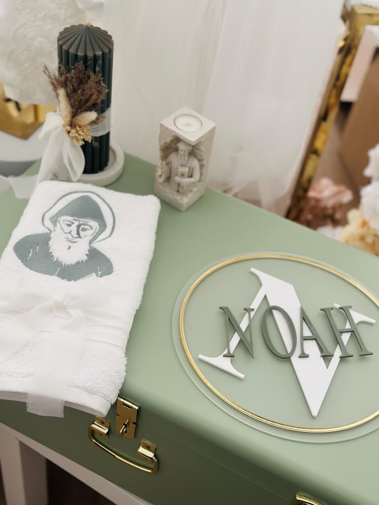 St. Charbel Hand Towel With Rosary