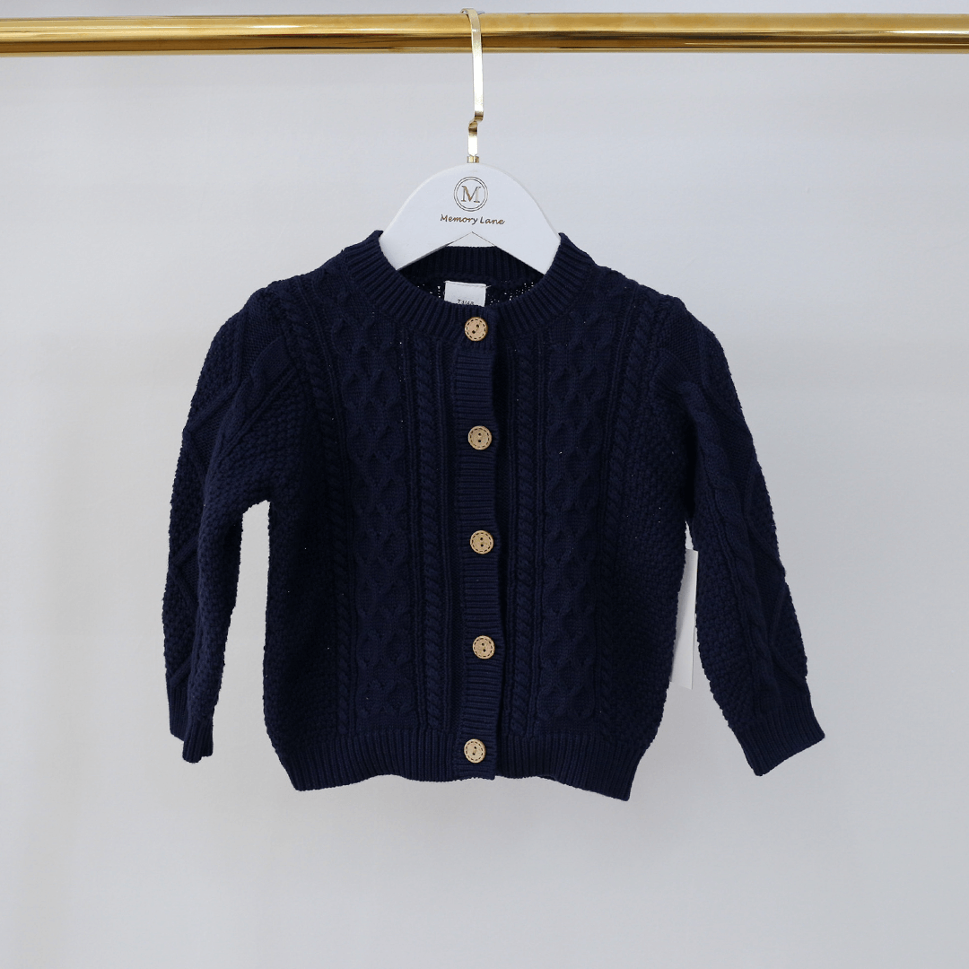 Navy Cable Knit Cardigan