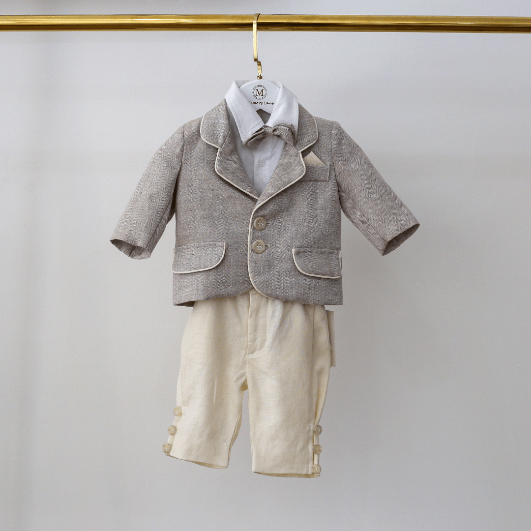 Tweed style Taupe Linen suit