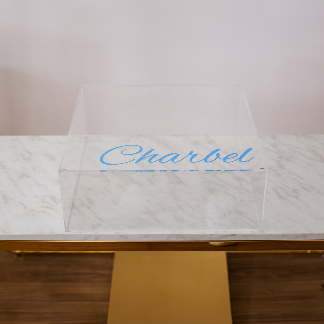 Square Acrylic Box with Vinyl Name