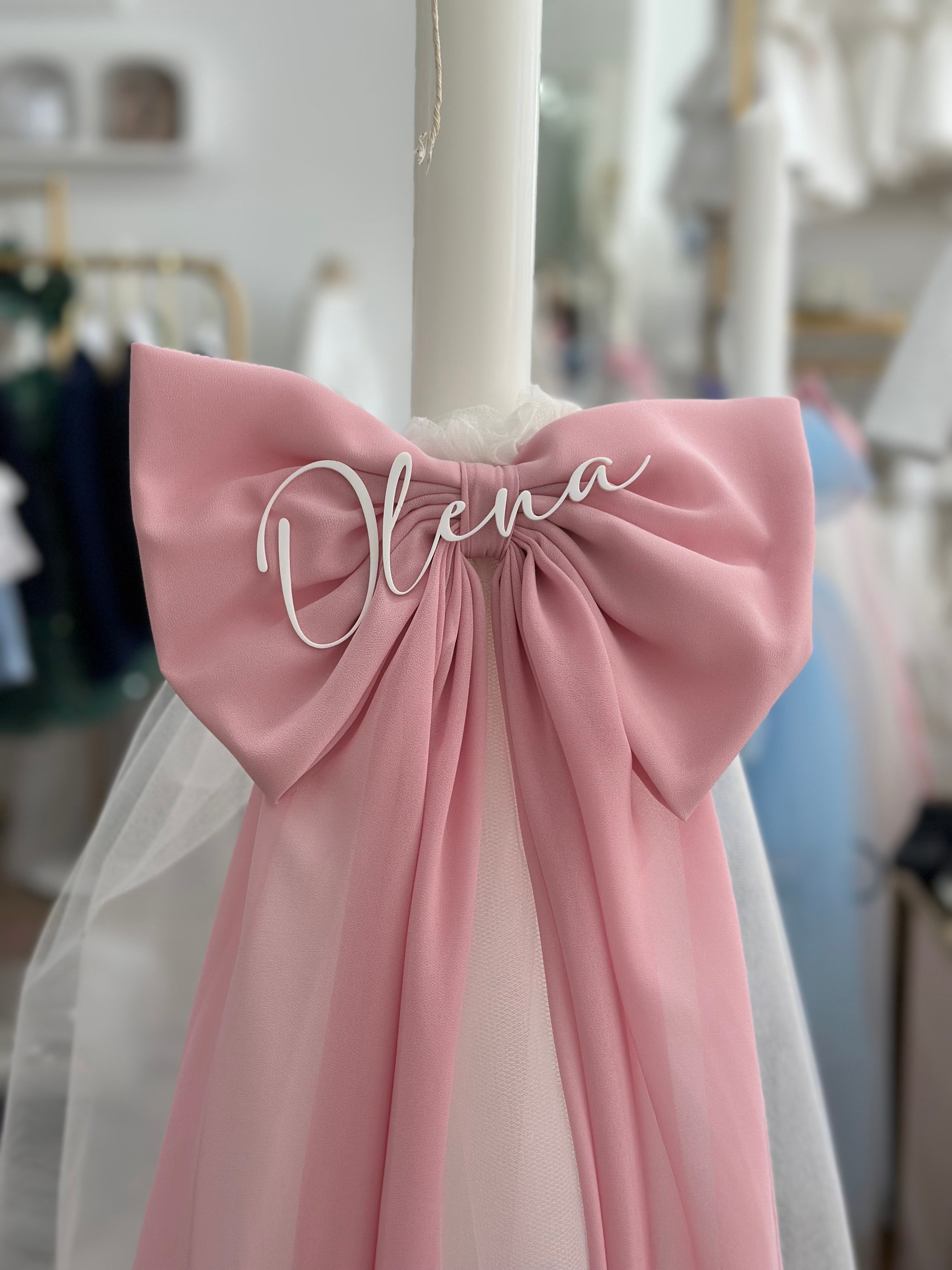 Olena Bow Candle with Name