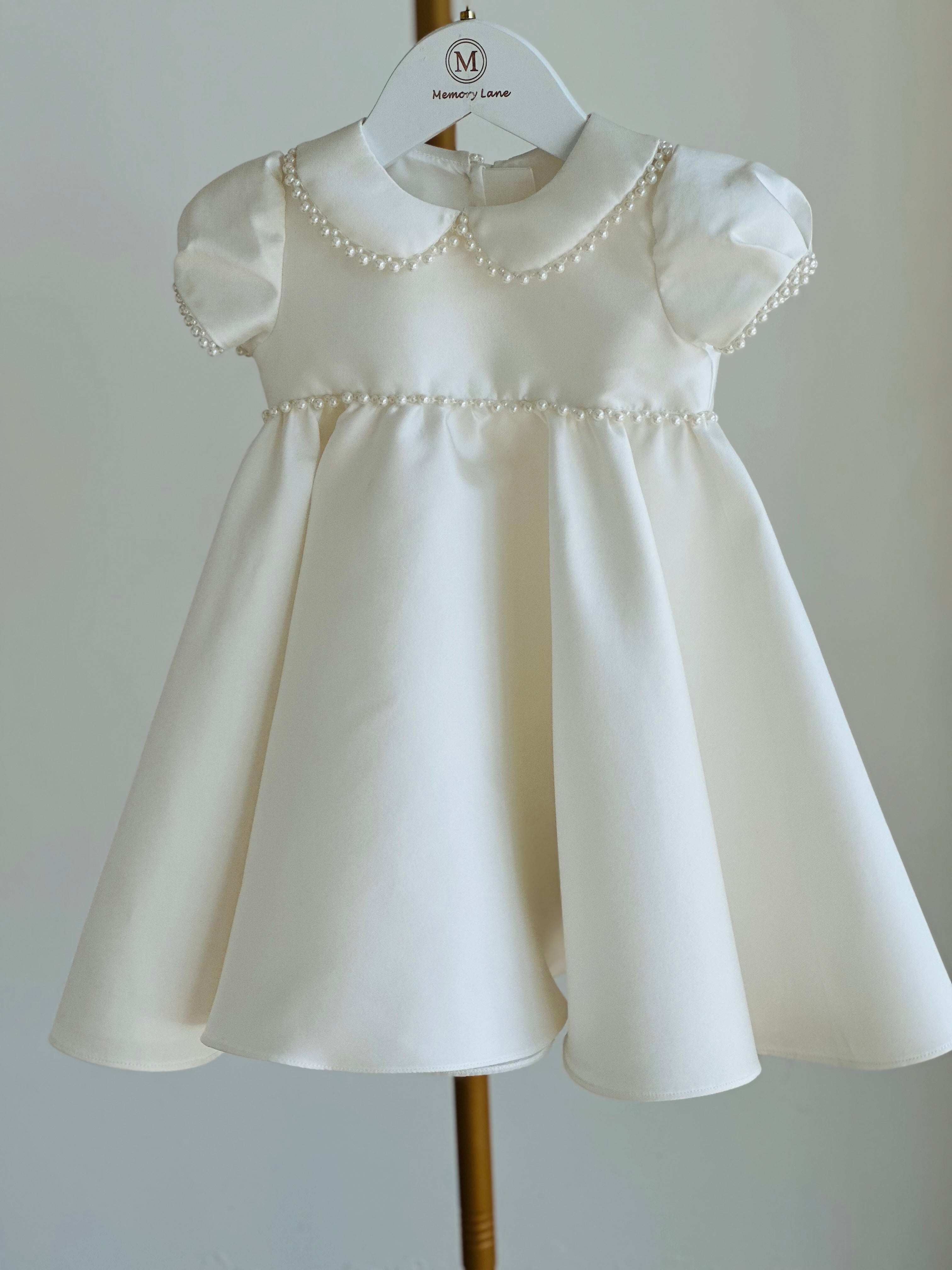 Bella Pearl Dress with bow and tails