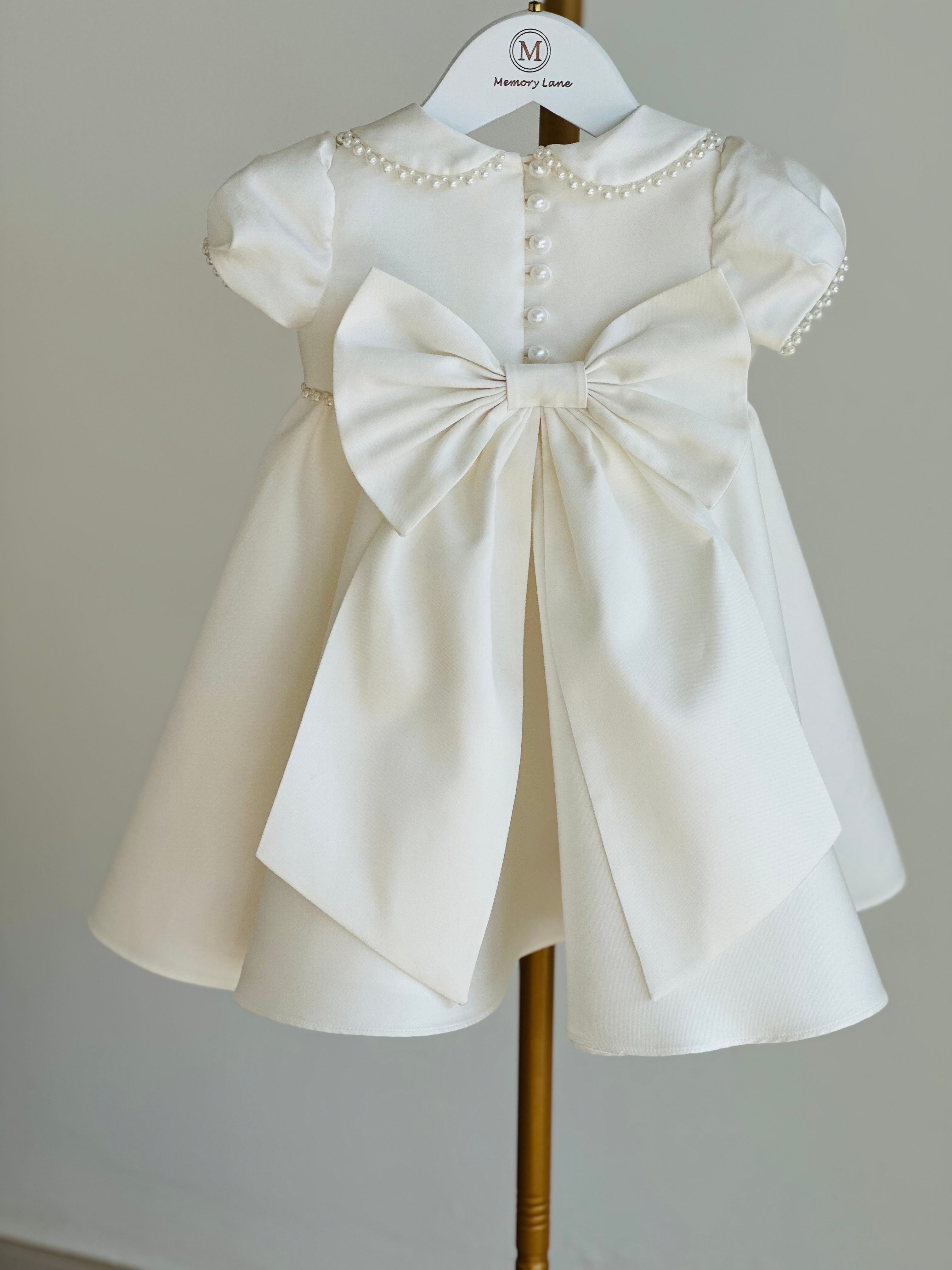 Bella Pearl Dress with bow and tails