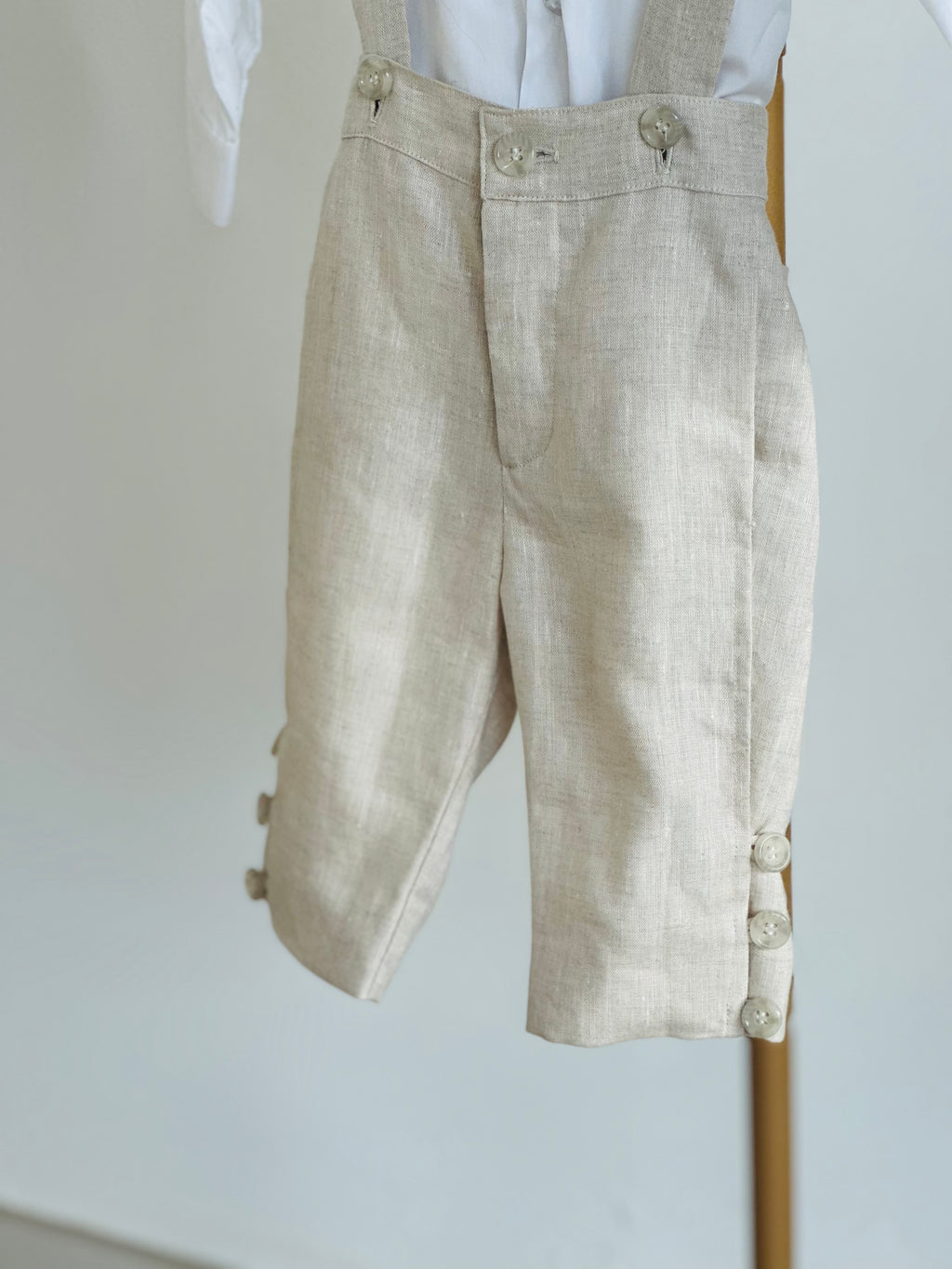 Zac Taupe Linen Suspender Set