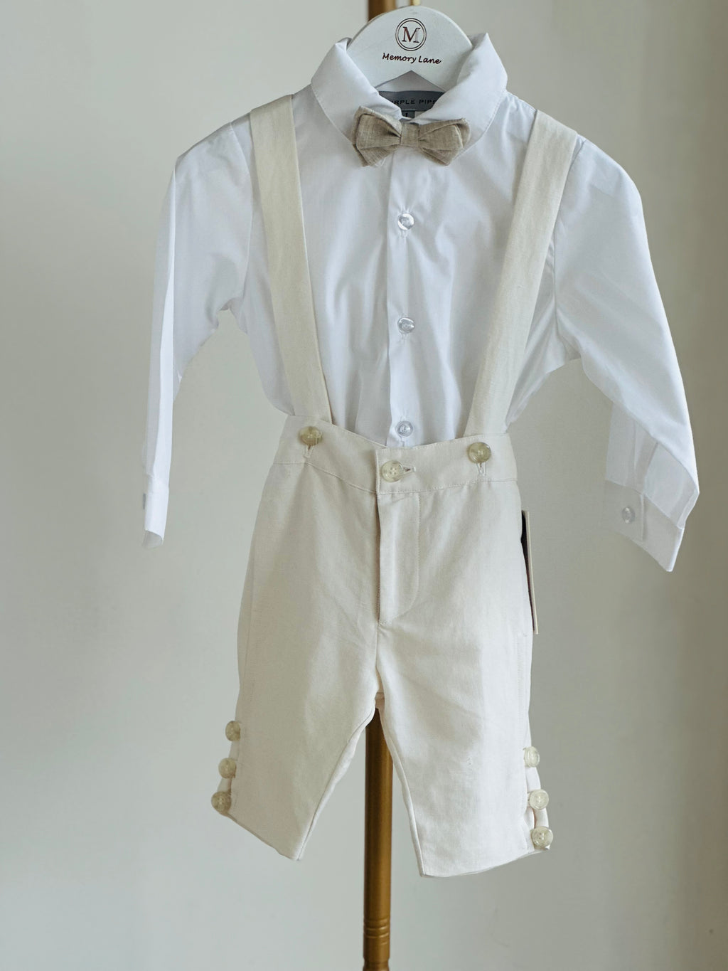 Zac Ivory Silk Linen Suspender Set