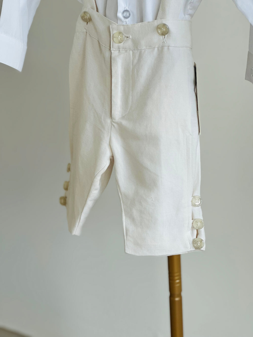 Zac Ivory Silk Linen Suspender Set