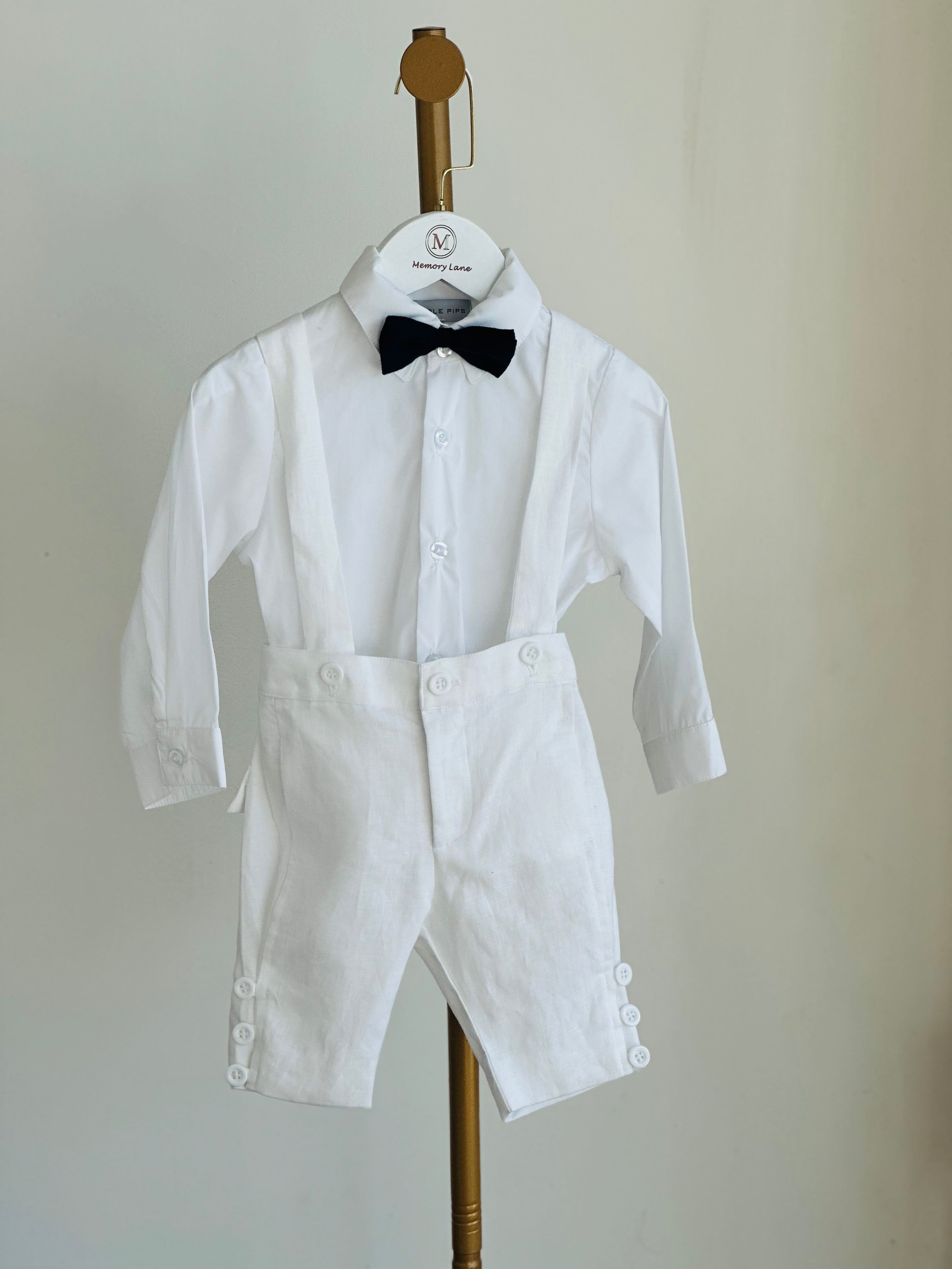 Zac White Linen Suspender Set