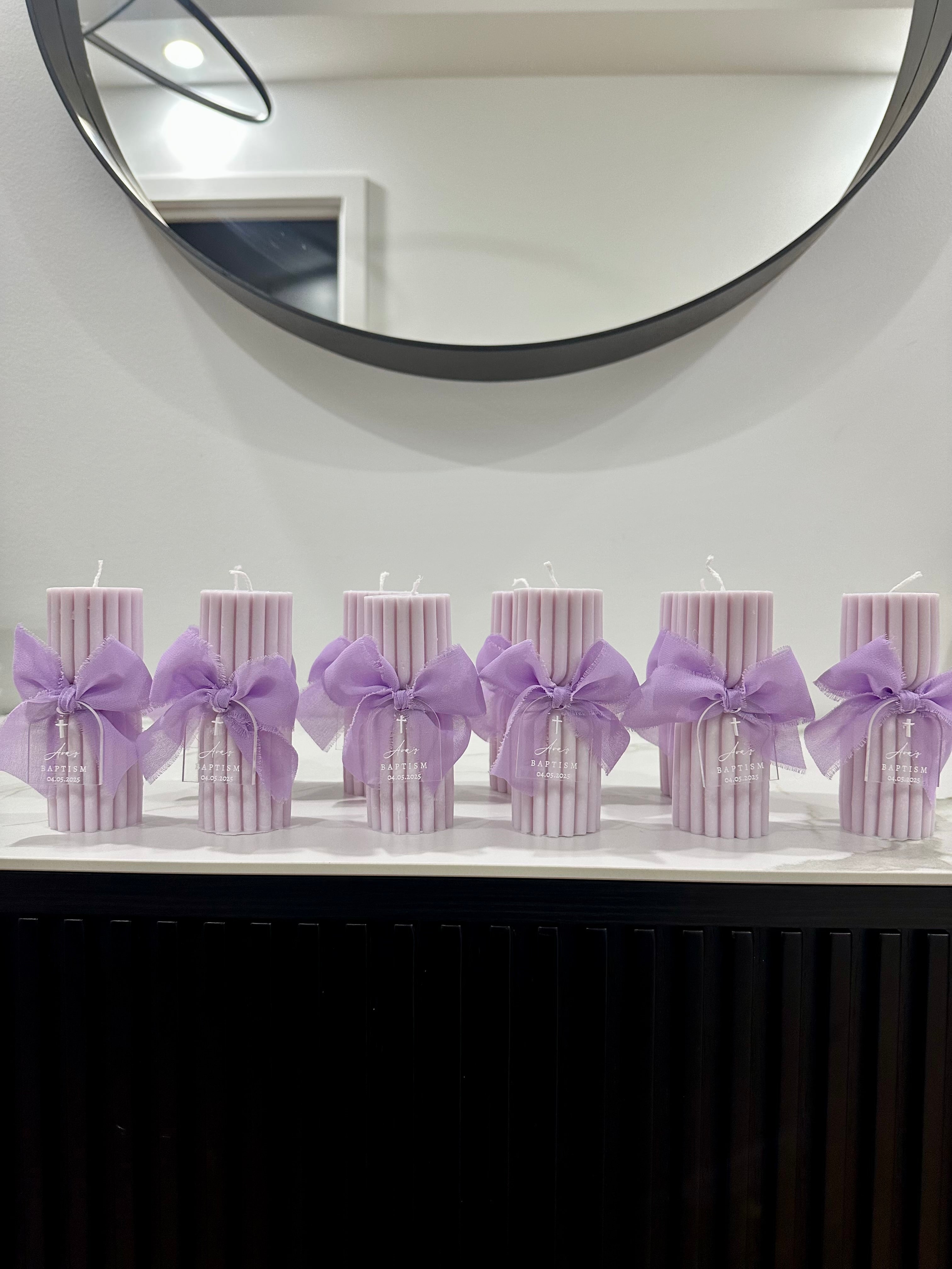 Twirl Candle with Ribbon and personalised Tag