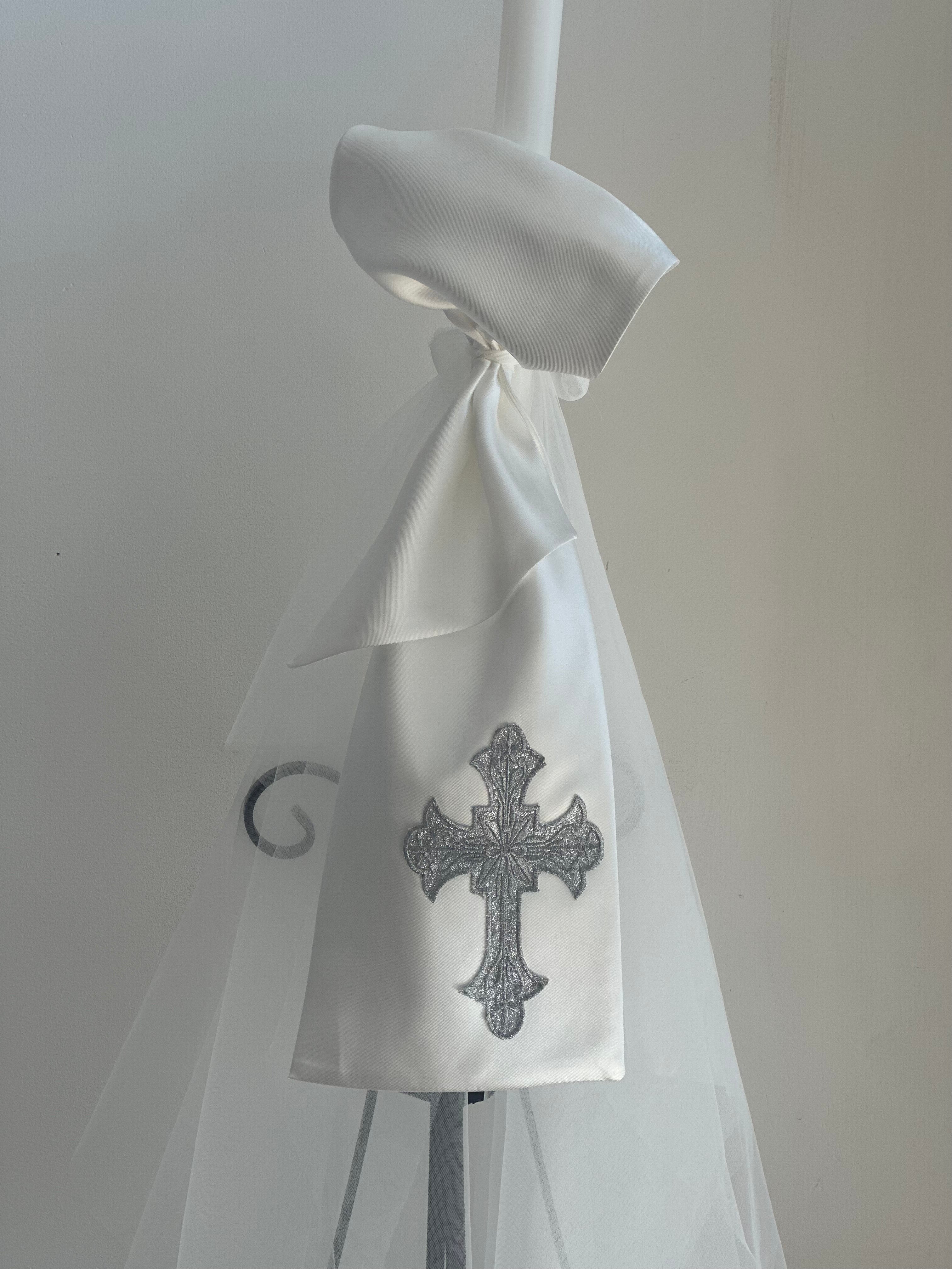 Orthodox Candle with Silver Cross
