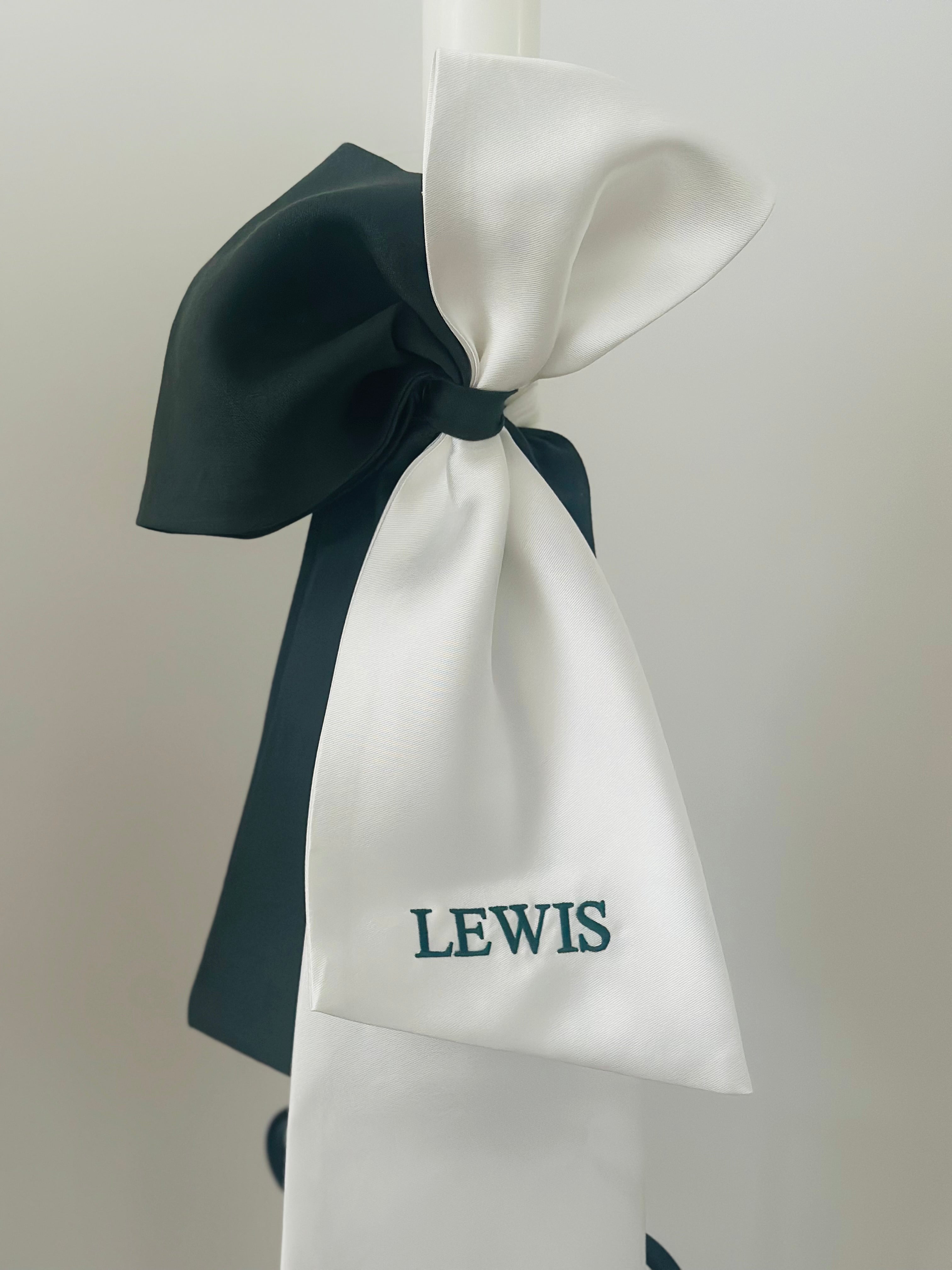 LEWIS Forest green & white linen sash Orthodox candle