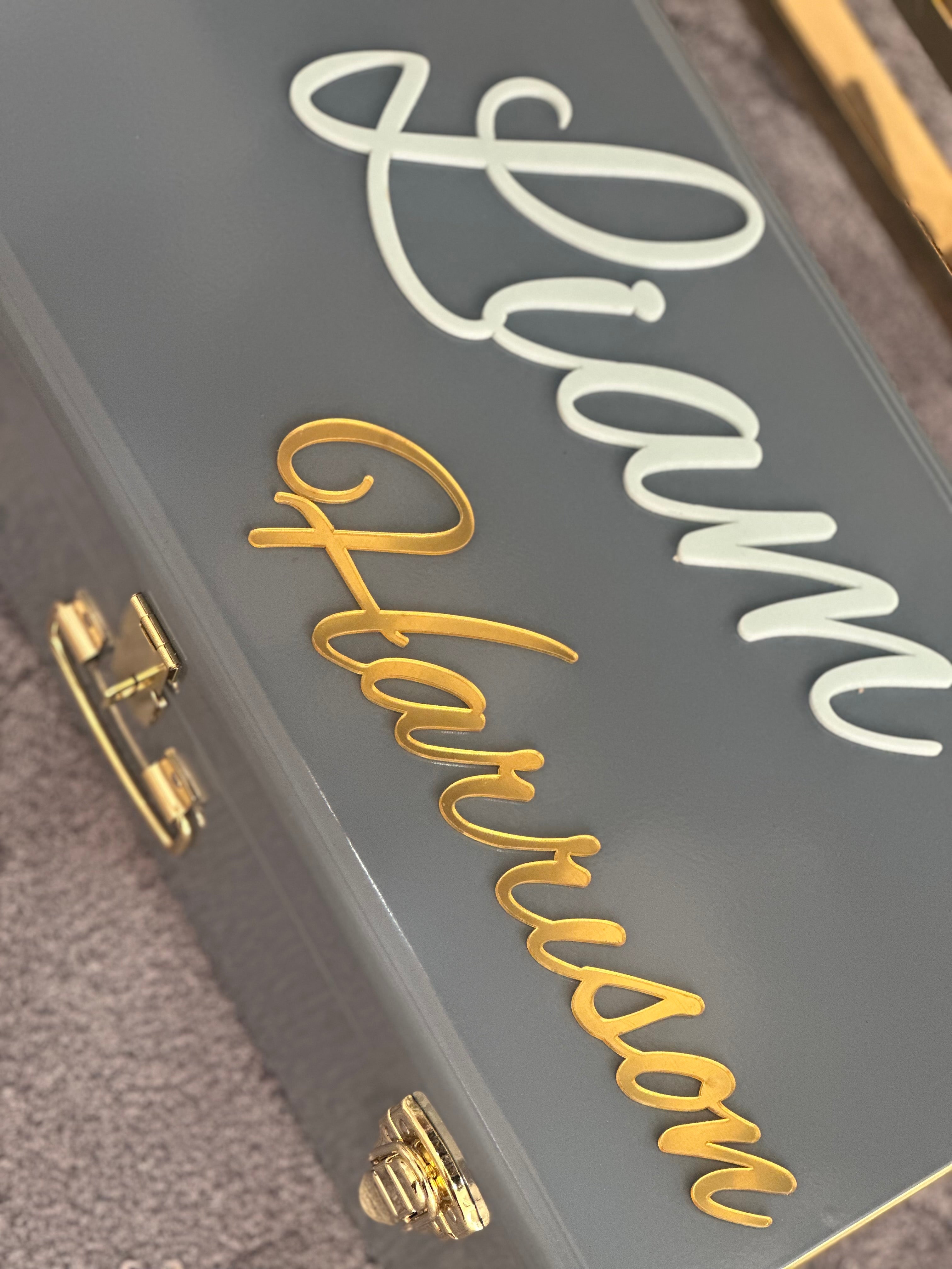 Christening Metal Trunks with Acrylic name PRE ORDER