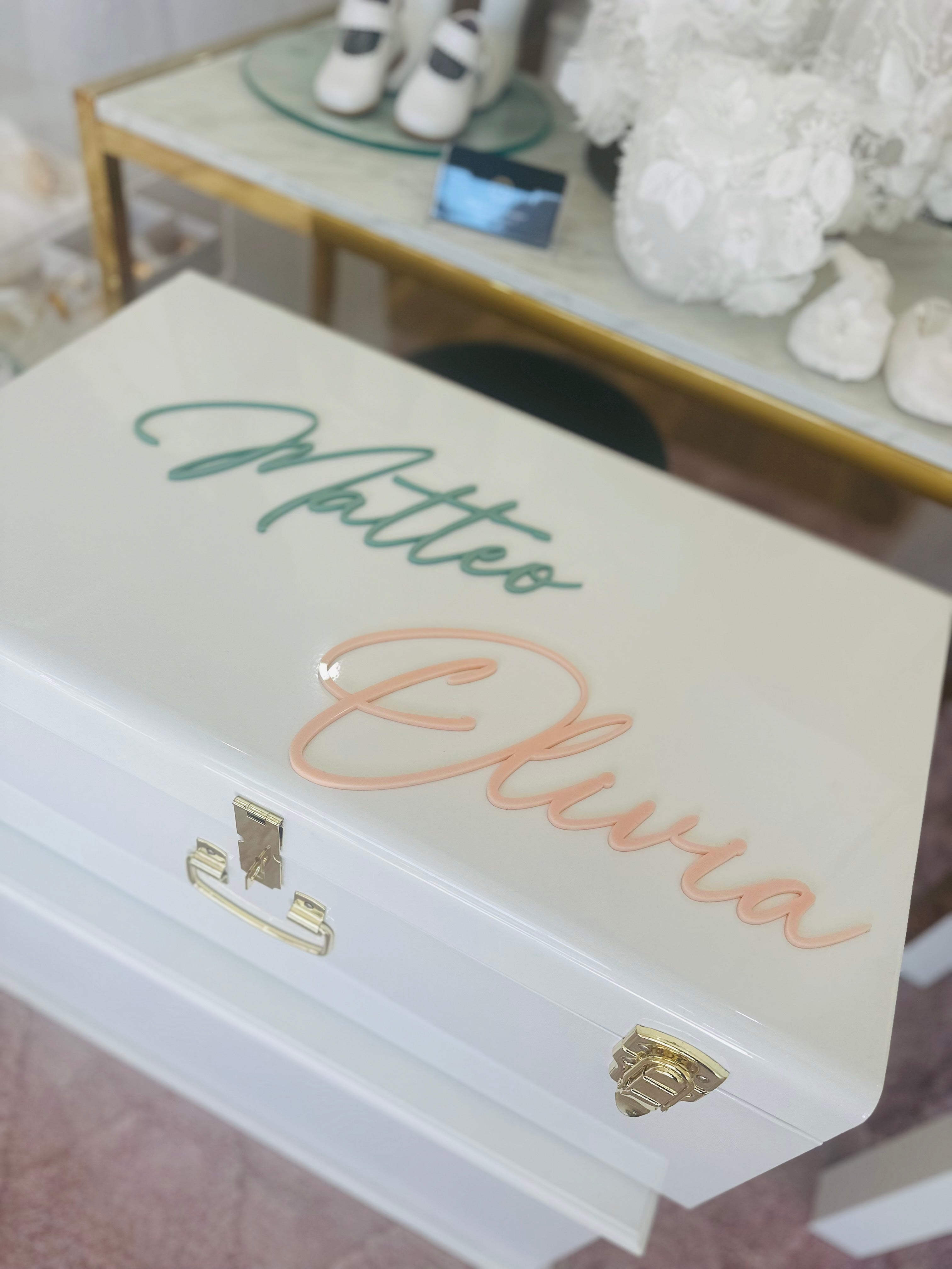 Christening Metal Trunks with Acrylic name PRE ORDER