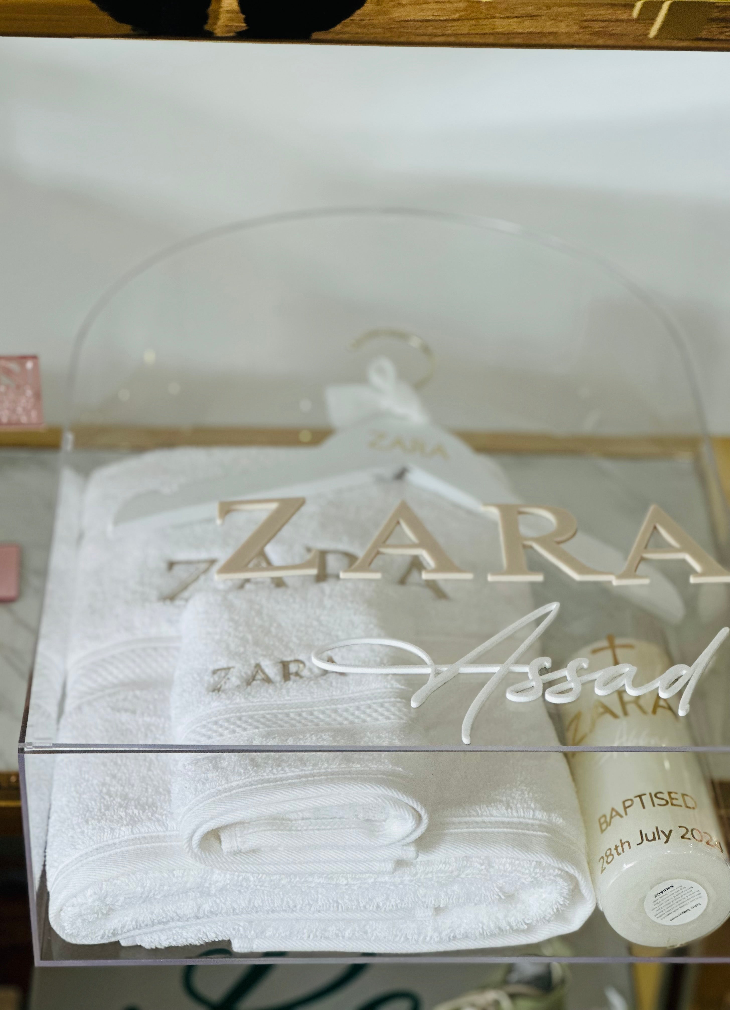 Zara Assad Arched Acrylic box 2 names