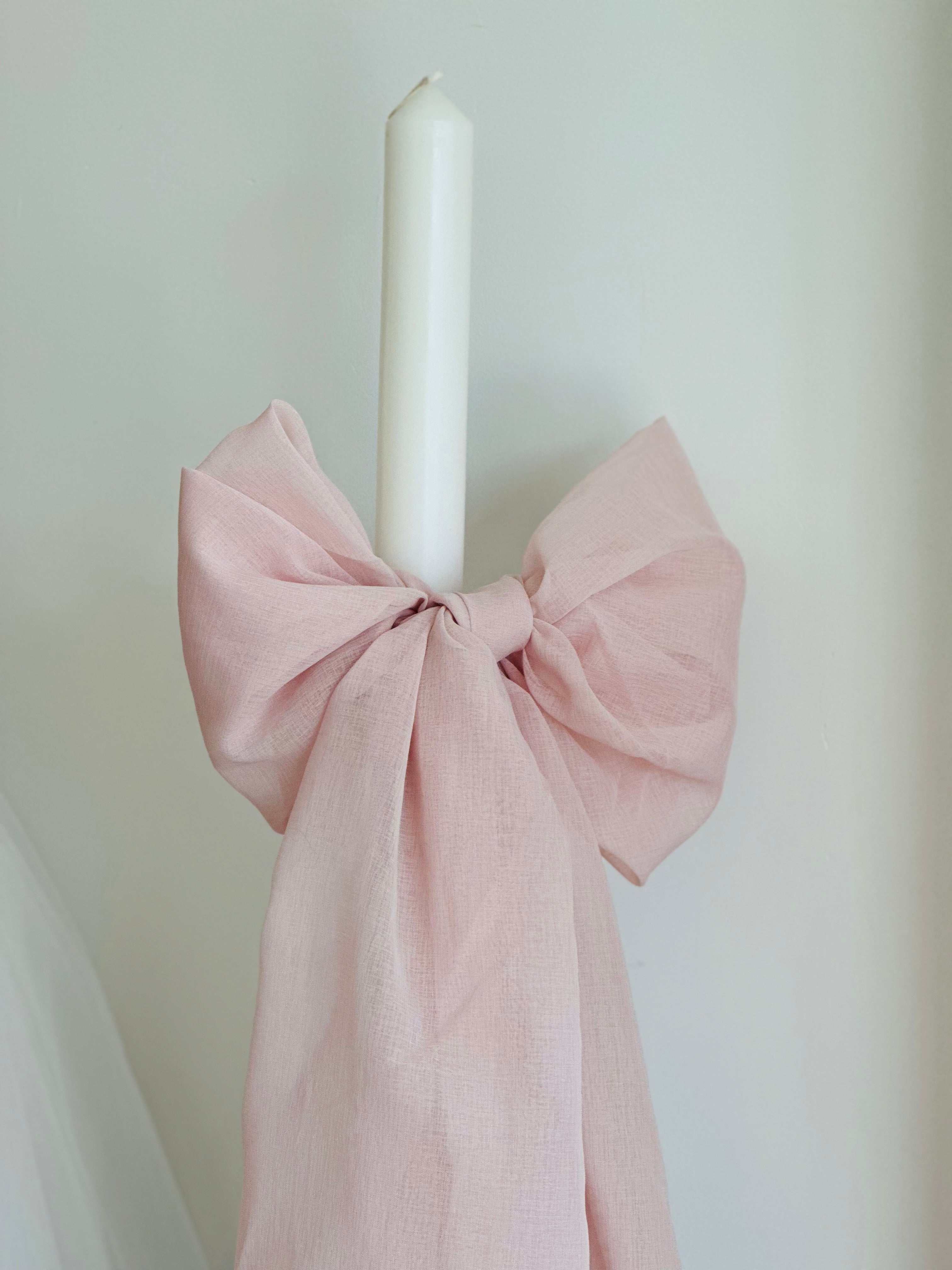 Pink Bow Orthodox Candle