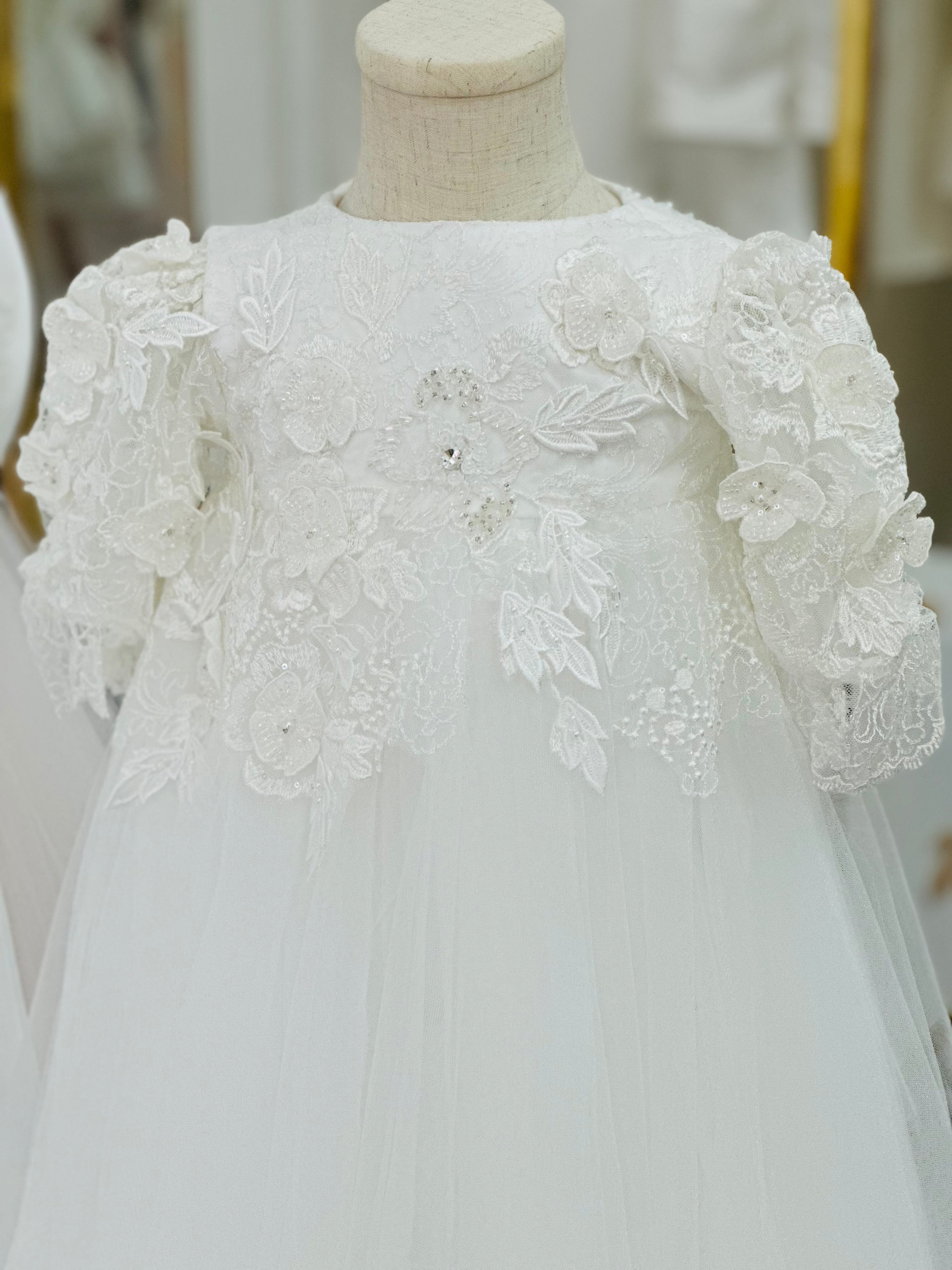 Lacey Tulle Christening Gown.
