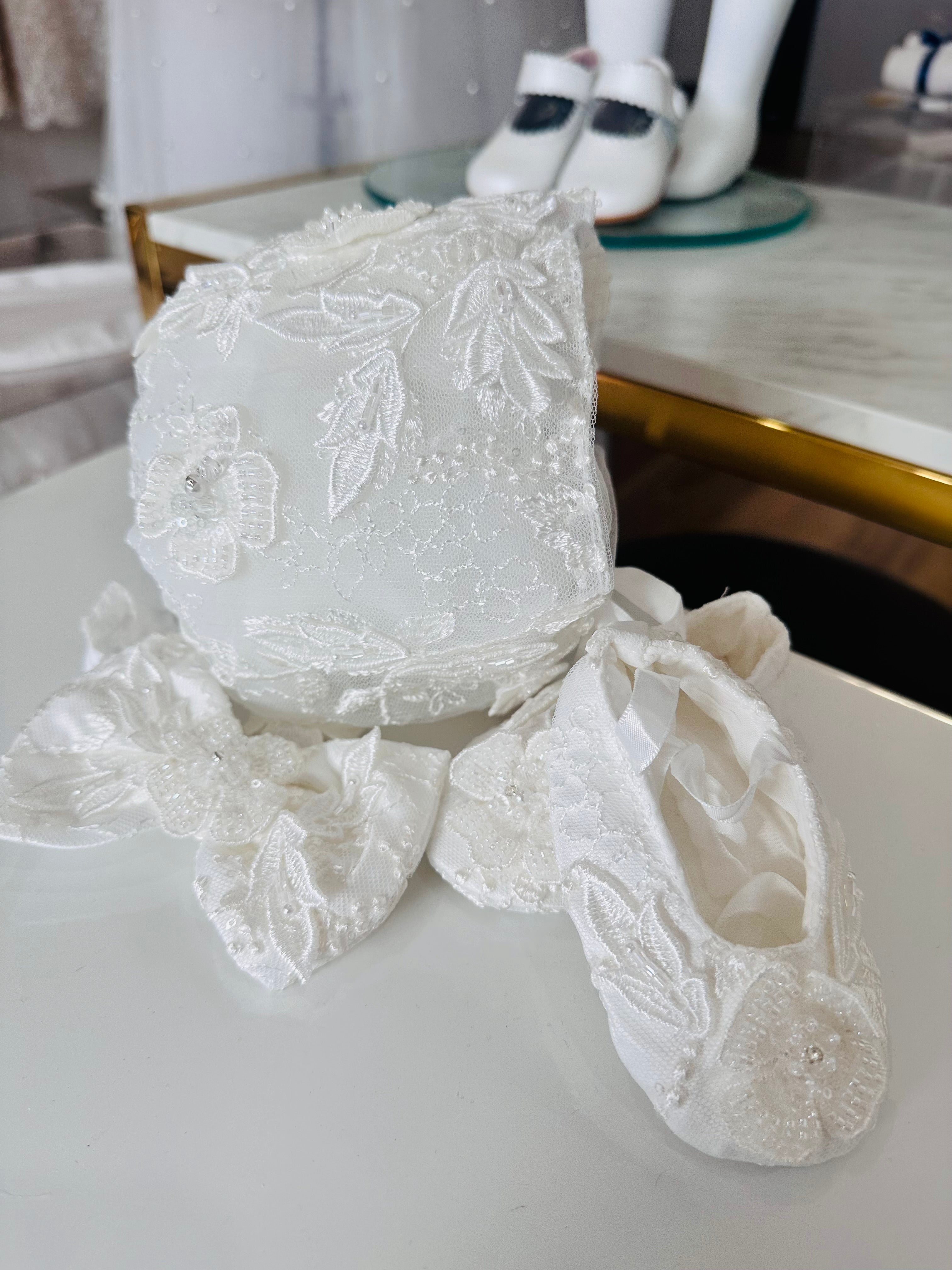 Lacey Tulle Christening Gown.