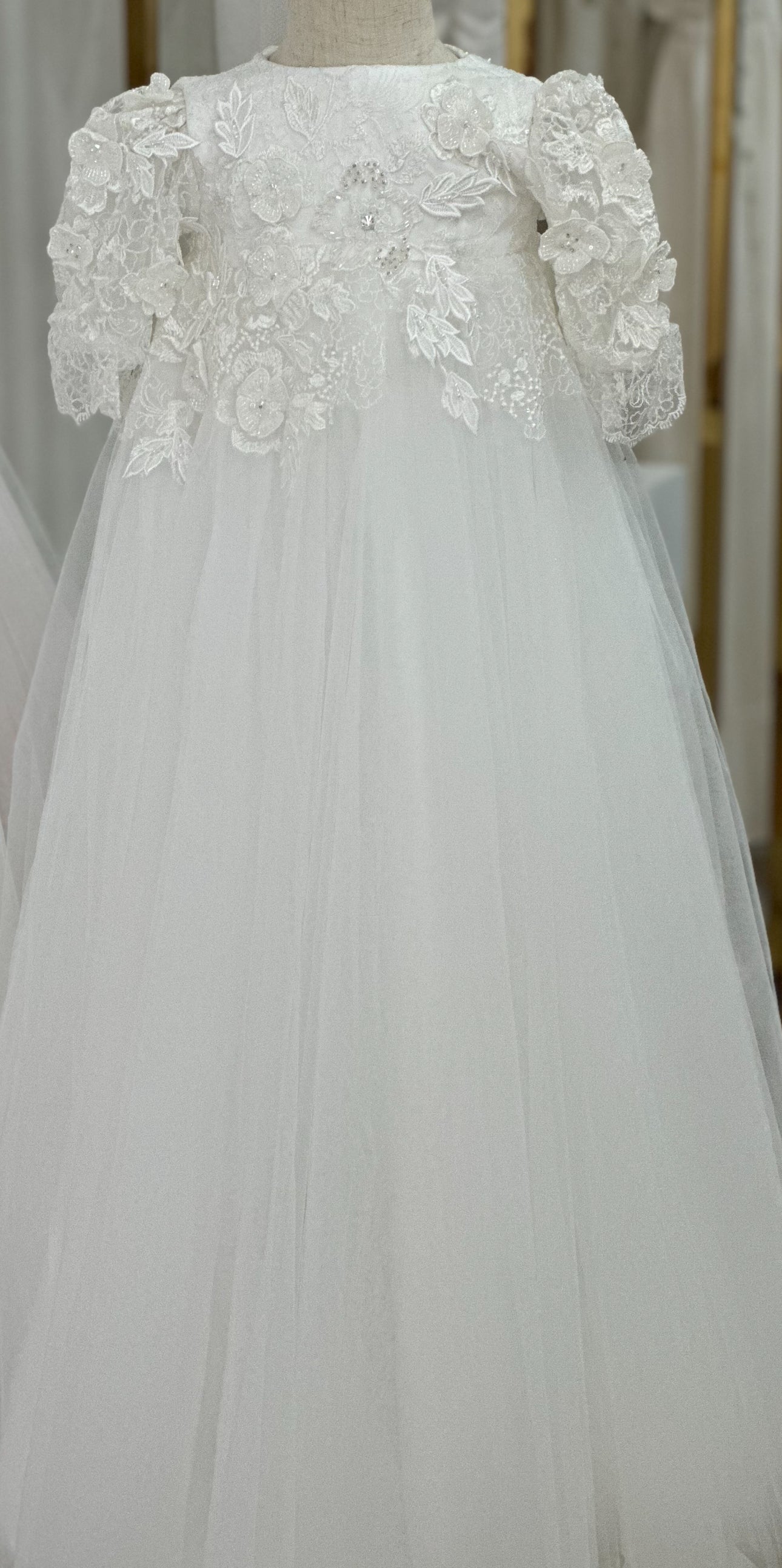 Lacey Tulle Christening Gown.
