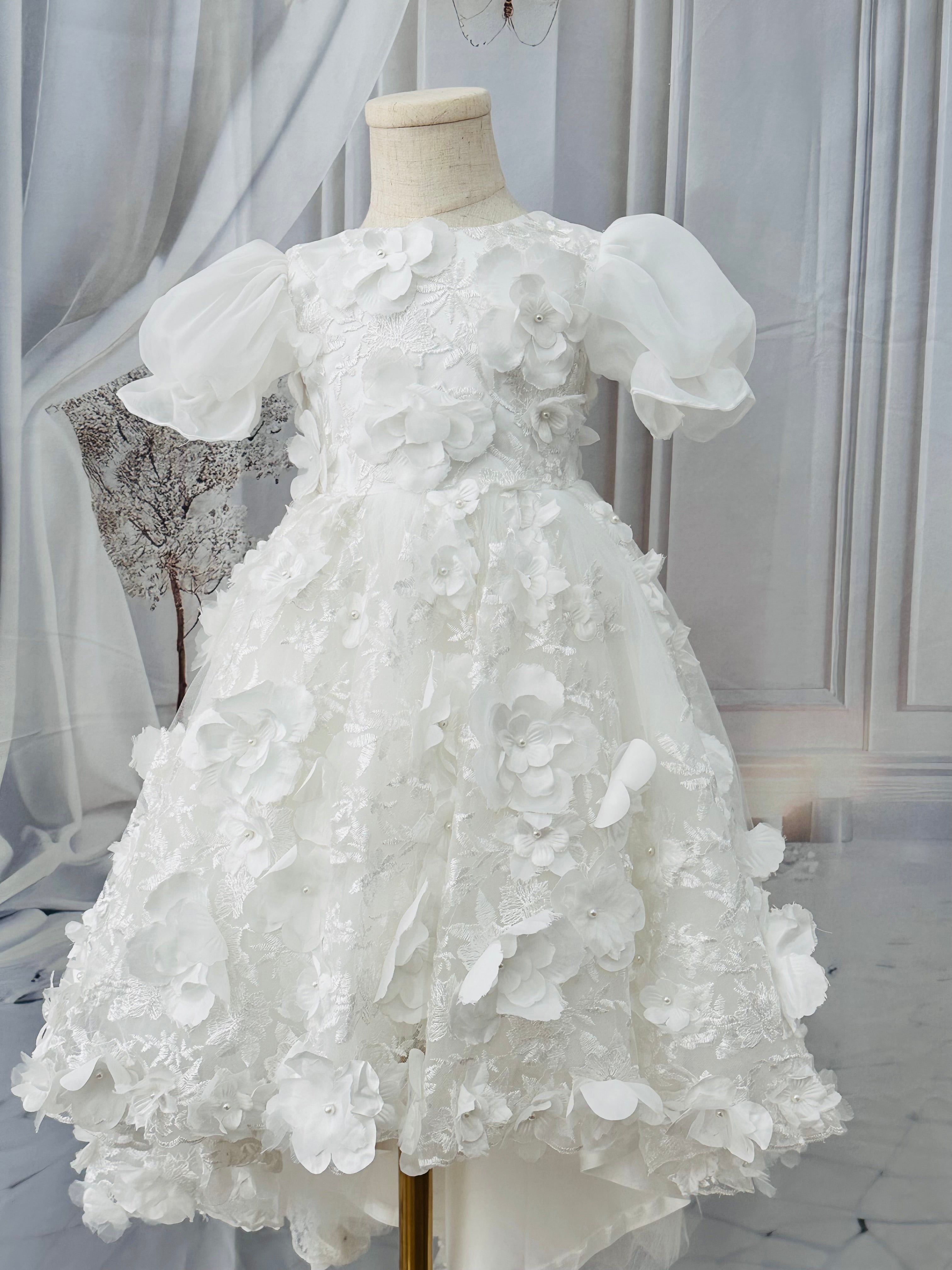 Ariel High low floral Dress with train