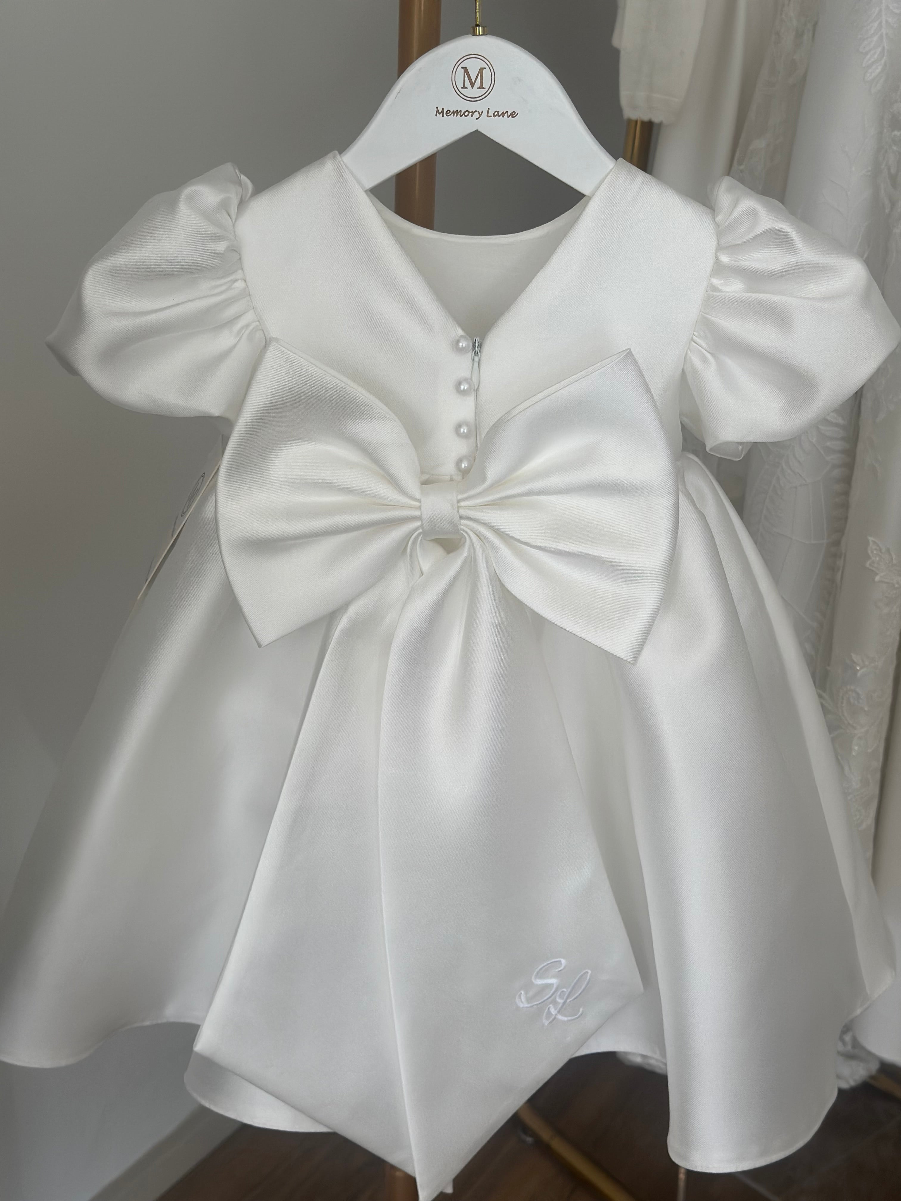 Off white Circular Dress with Personalised Bow