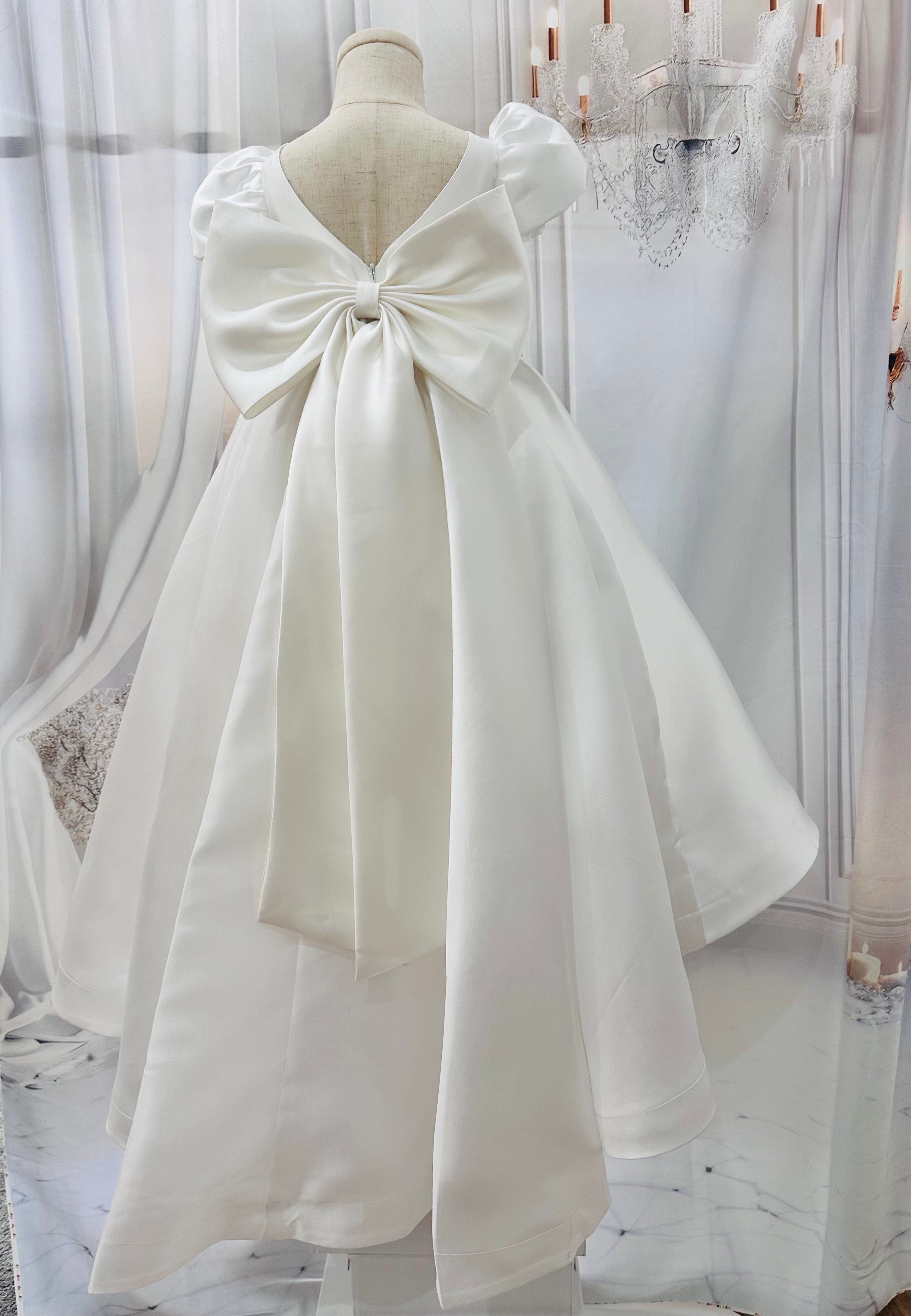 Rose Box Pleated Dress with Pearl Belt