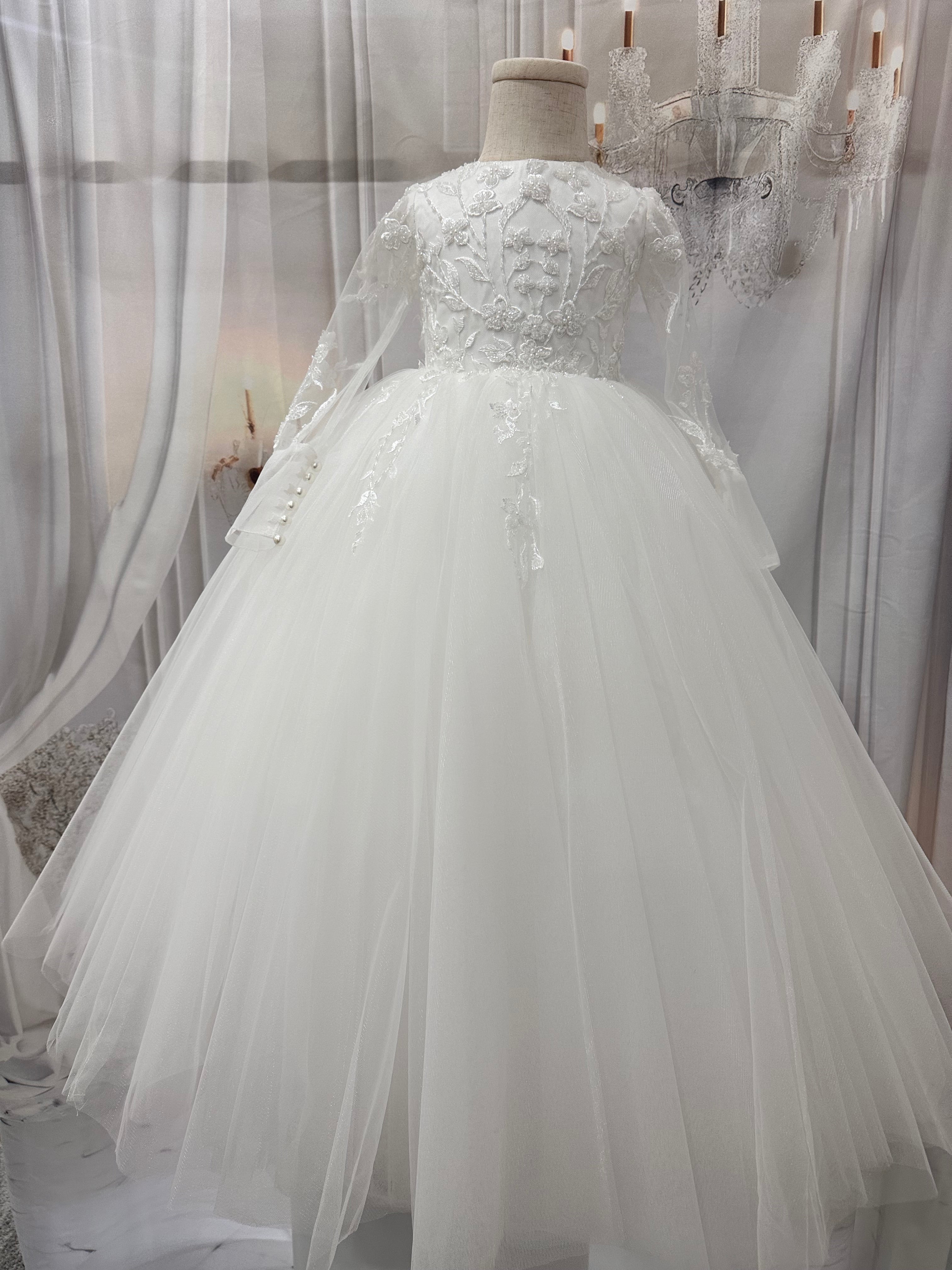 Jade Long sleeve Flowergirls Dress