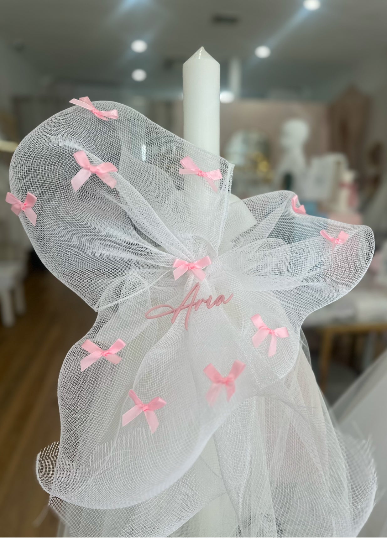 Aria Orthodox Candle with tulle and Bows