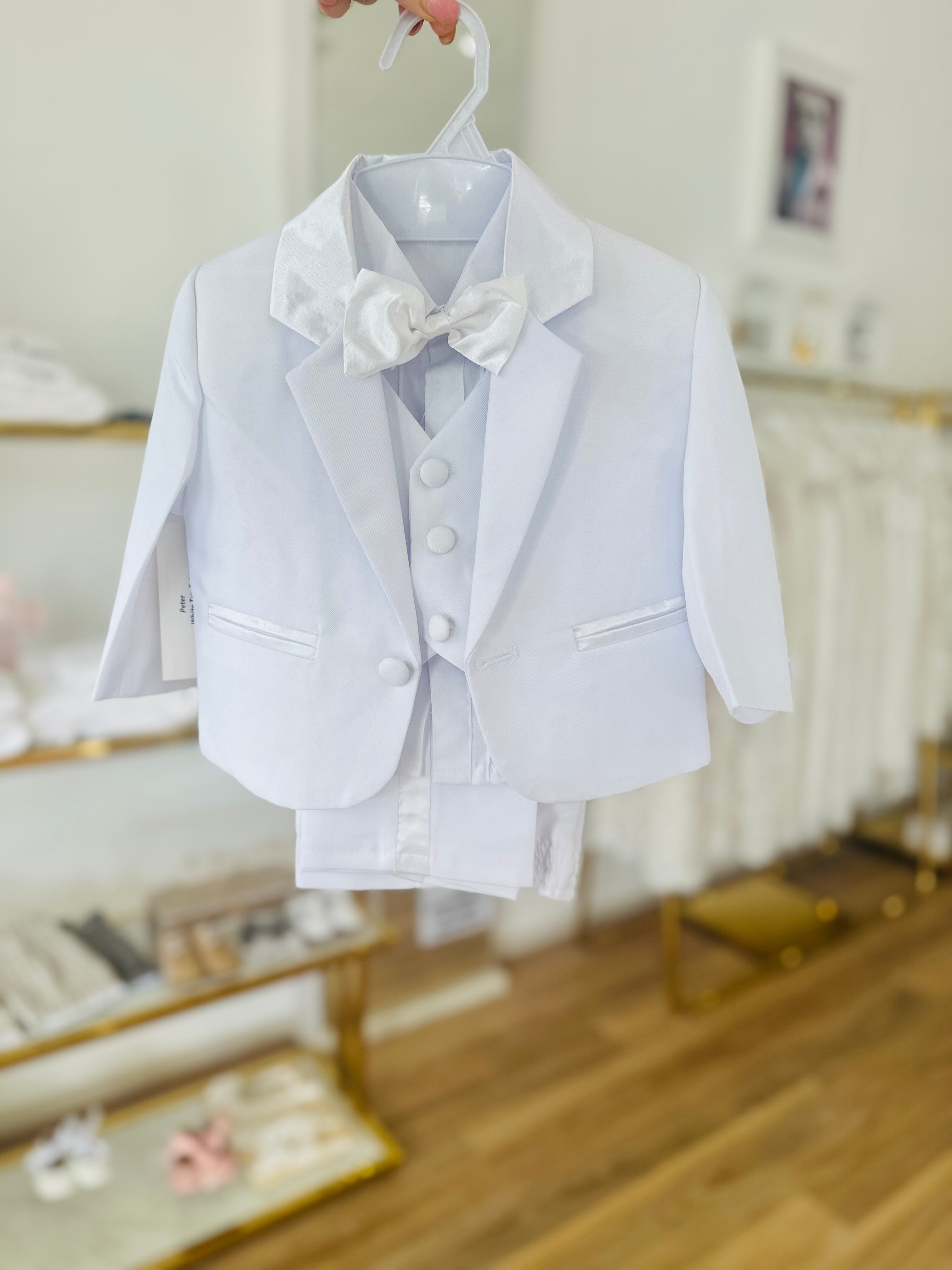 White 5 piece boys suiting