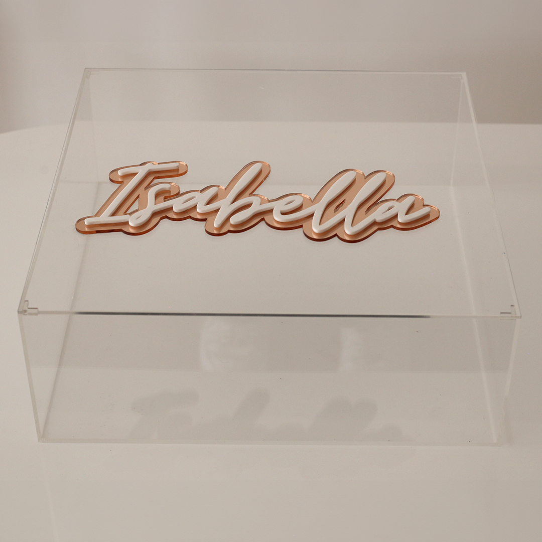 Isabella two Tone Acrylic Name with Square Box