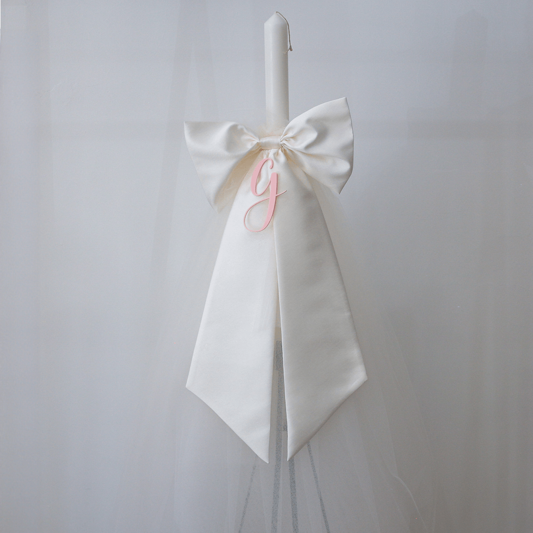 Gabriella Bow Orthodox Candle with tulle skirt