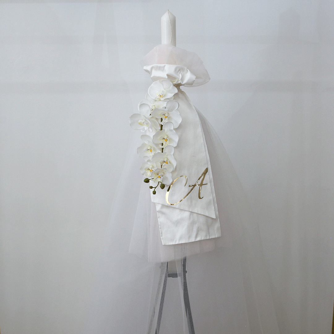 Anastasia Orthodox candle with full tulle skirt