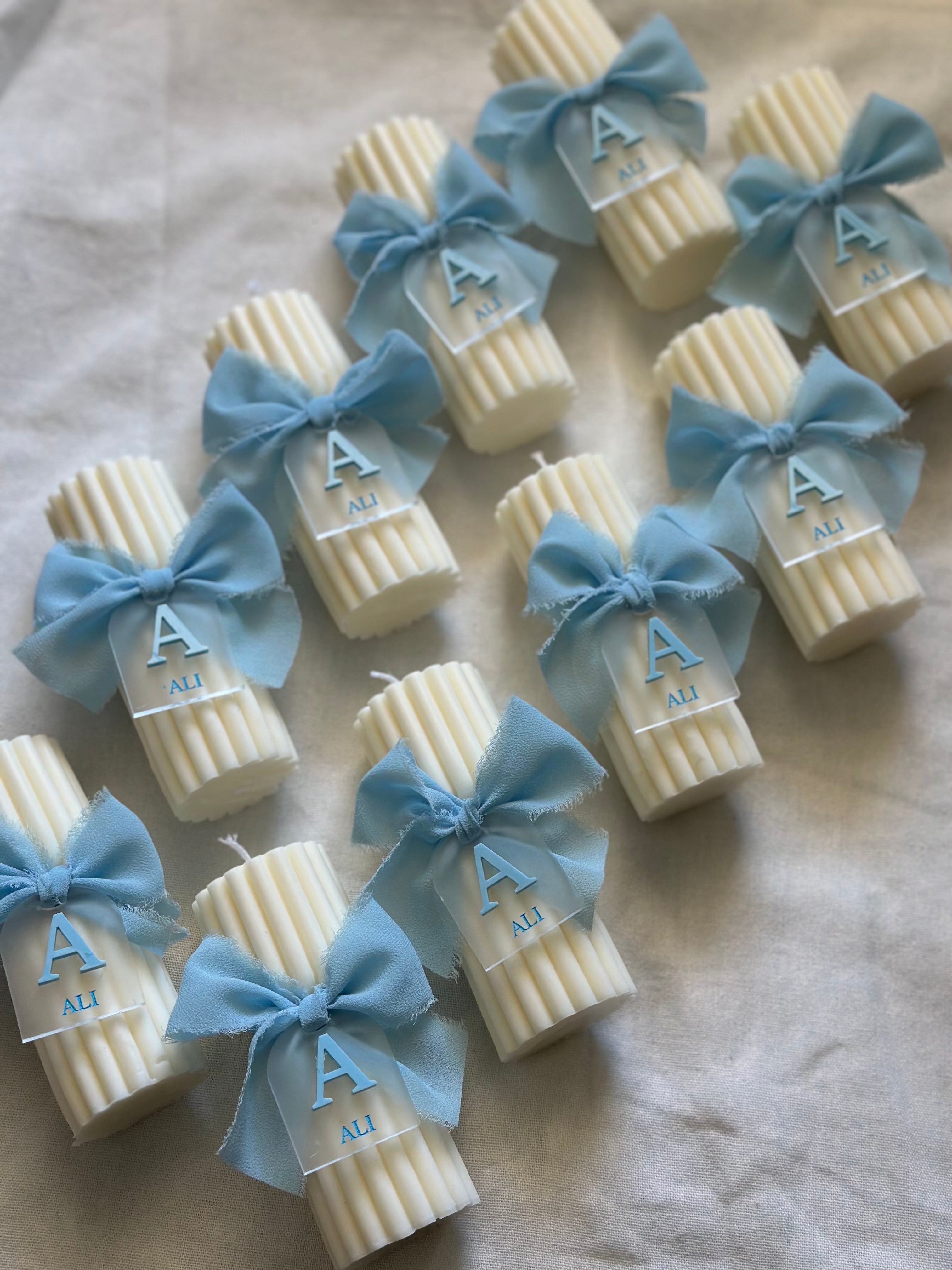 Twirl Candle with Ribbon and personalised Tag